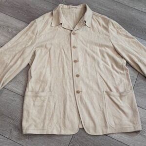 Vestimenta Spa Silk Wool Chore Jacket Mens 54 Beige Italy Luxury Workwear Coat